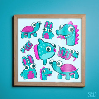 Wide Eyed Characters Print